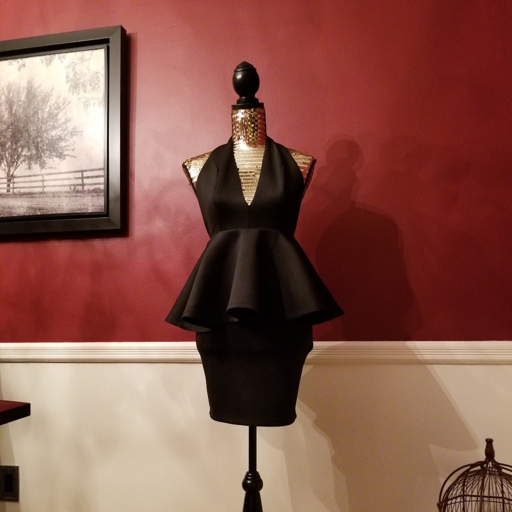 Miss Avenue Halter Peplum Dress